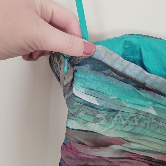 Caché Chiffon Strapless Multicolor Dress Size 2 - Picture 4 of 5